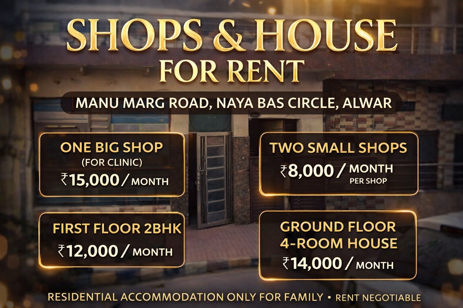Satish Shop Rent Shops & House for Rent on Manu Marg Road Naya Bas Circle Alwar ...